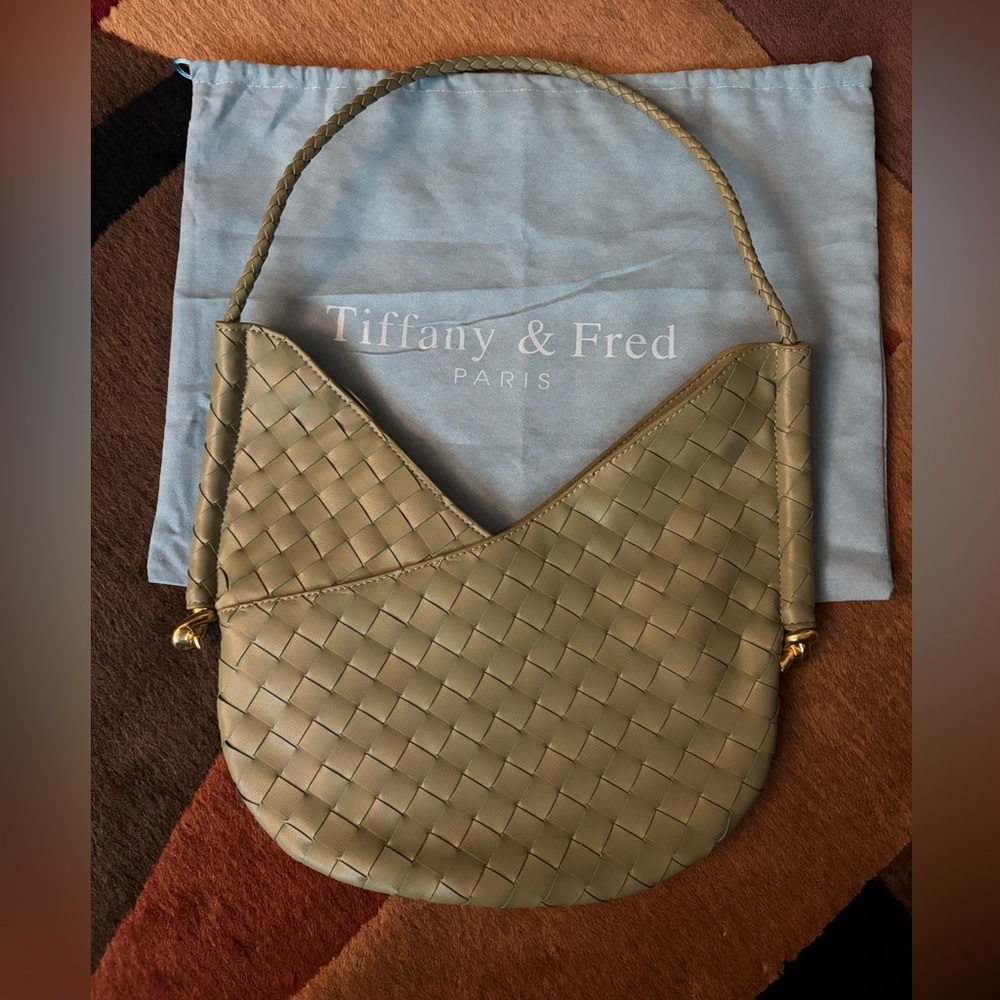 Tiffany & Fred Paris Khaki Woven Shoulder Bag